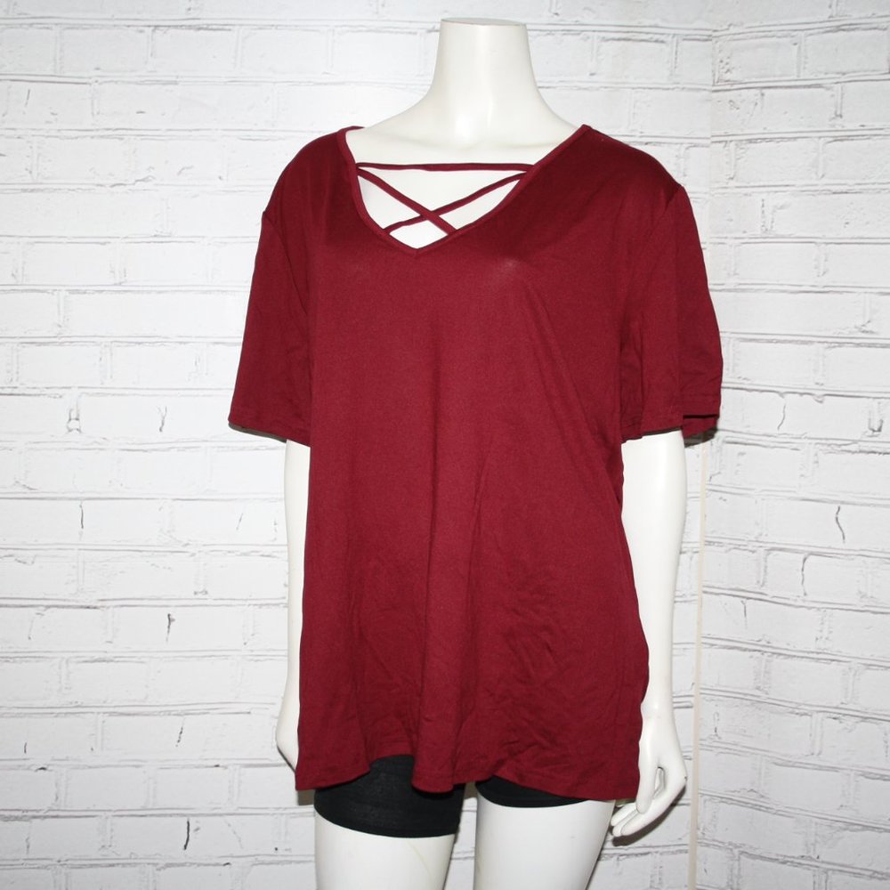 ❤️🔥👠 Shein Curvy Blouse · Deep Red · 4XL